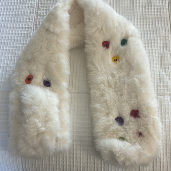 Fuzzy neck scarf/shawl accented with cute colorful buttons by Halara - Picture 2 of 8